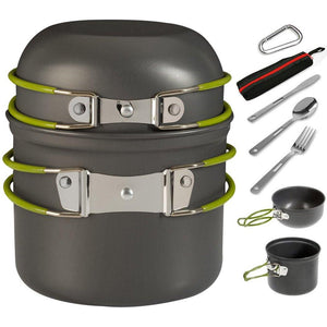 9 pc outdoor cookware kit - includes a stainless steel cutlery set - Wealers