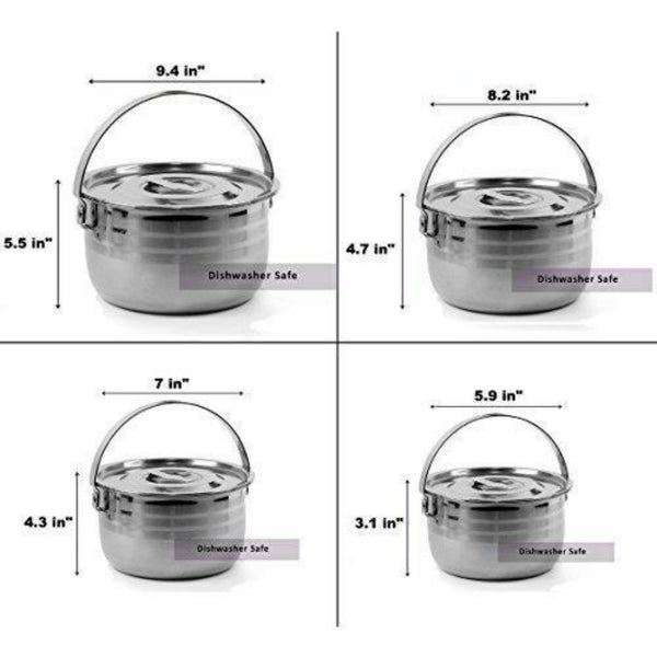 5 Pc stainless steel Pots and Pans Cookware Kit for Camping and Kitchen - Wealers