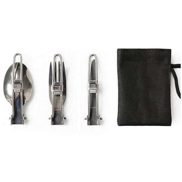 3 Pc Stainless Steel Folding Cutlery set - Wealers