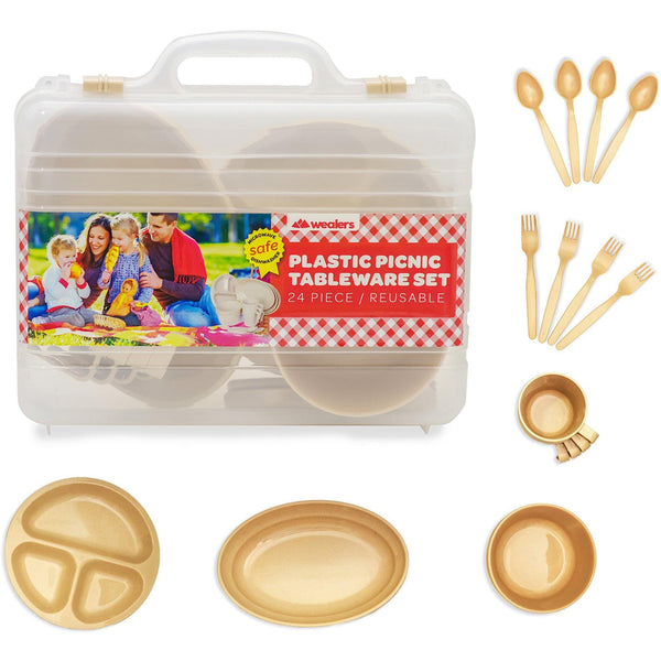 24 Piece Plastic Dish Set - Wealers