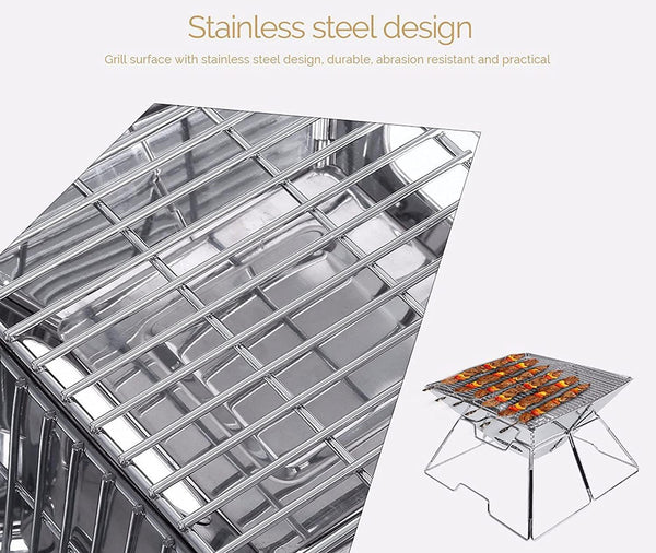Stainless Steel Portable Camping Charcoal BBQ Grill - Wealers