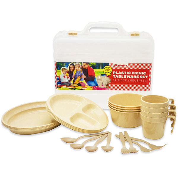 24 Piece Plastic Dish Set - Wealers