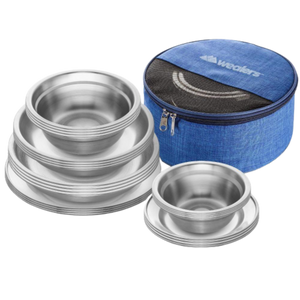 Stainless Steel Plates and Bowls Camping Dinnerware Set for Kids and Adults with Travel Kit - Wealers