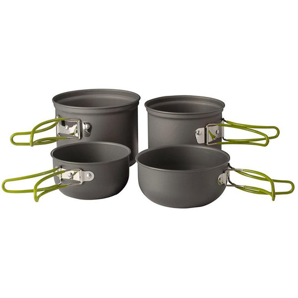 7 Pc outdoor cookware kit - includes 3 pc folding cutlery set - Wealers