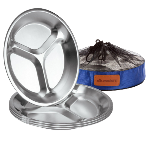 Stainless Steel Sectioned Plates 4-Pk - Wealers