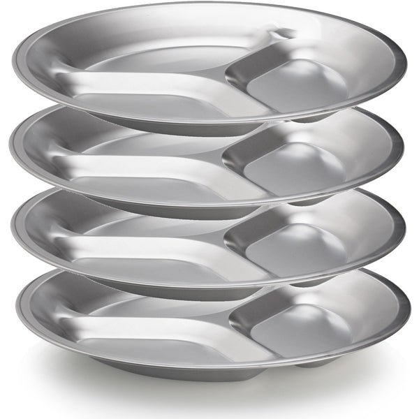 Stainless Steel Sectioned Plates 4-Pk - Wealers