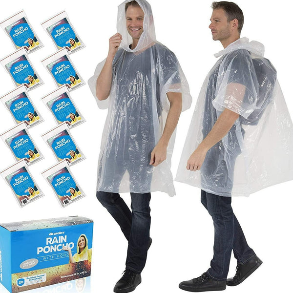Disposable Waterproof Rain Ponchos for Adults Teens - Bulk Pack for Women Men Emergency Raincoat Big Groups Theme Parks Camping Outdoors - Wealers