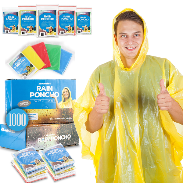 Disposable Waterproof Rain Ponchos for Adults Teens - Bulk Pack for Women Men Emergency Raincoat Big Groups Theme Parks Camping Outdoors
