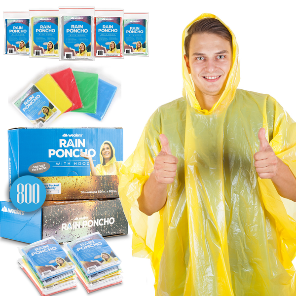 Disposable Waterproof Rain Ponchos for Adults Teens - Bulk Pack for Women Men Emergency Raincoat Big Groups Theme Parks Camping Outdoors