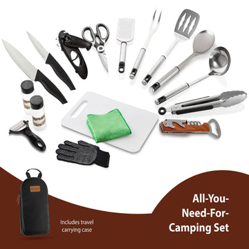 Travel Utensils Set 6 Piece Ceramic Handle Camping Office Lunch & Carry  Case