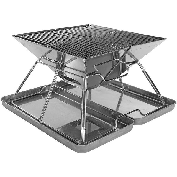 Stainless Steel Charcoal Grill - With Stainless Steel travel kit - Wealers