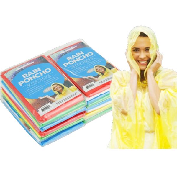 Disposable Waterproof Rain Ponchos for Adults Teens - Bulk Pack for Women Men Emergency Raincoat Big Groups Theme Parks Camping Outdoors - Wealers