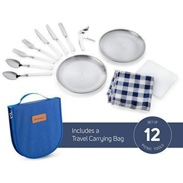 12 Piece Camping Silverware Mess Kit For 2 - Wealers