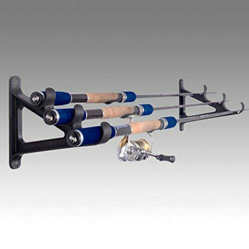 Wealers Fishing Rod Wall Rack Holds 3 Rods - Space Saving