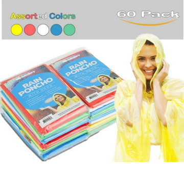 MUNSKT 5 Pack Disposable Rain Ponchos - Ponchos Family Pack Waterproof