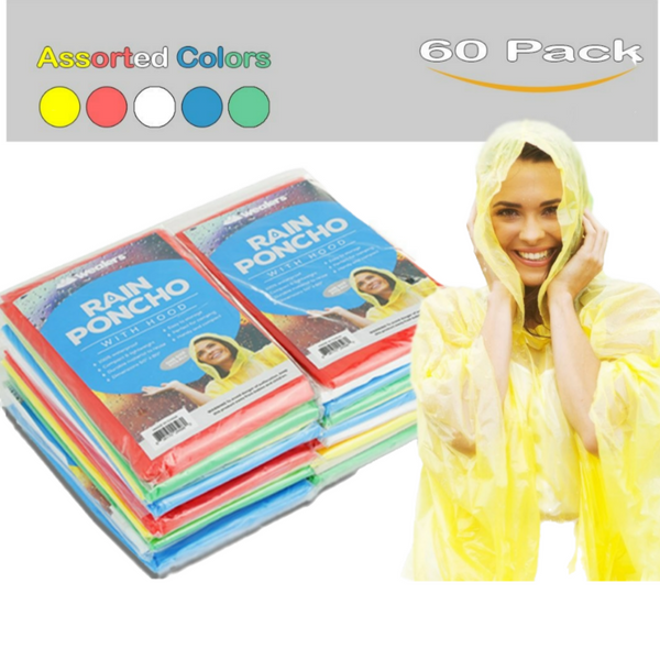 Disposable Waterproof Rain Ponchos for Adults Teens - Bulk Pack for Women Men Emergency Raincoat Big Groups Theme Parks Camping Outdoors - Wealers