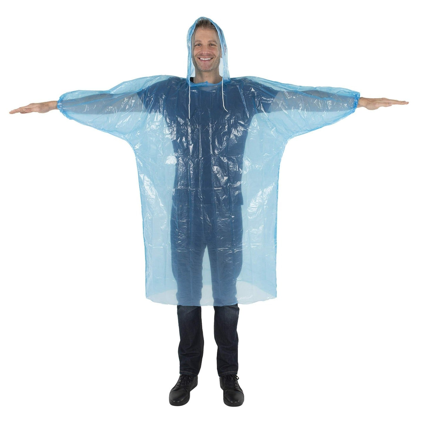 Bulk Emergency Disposable RAIN PONCHOS For Adults Teens With Sleeves and Hood String Excellent Quality - Wealers