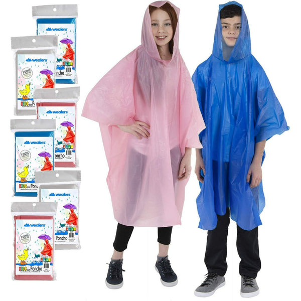 Thick Rain Poncho for Kids (6 Pack) - Wealers