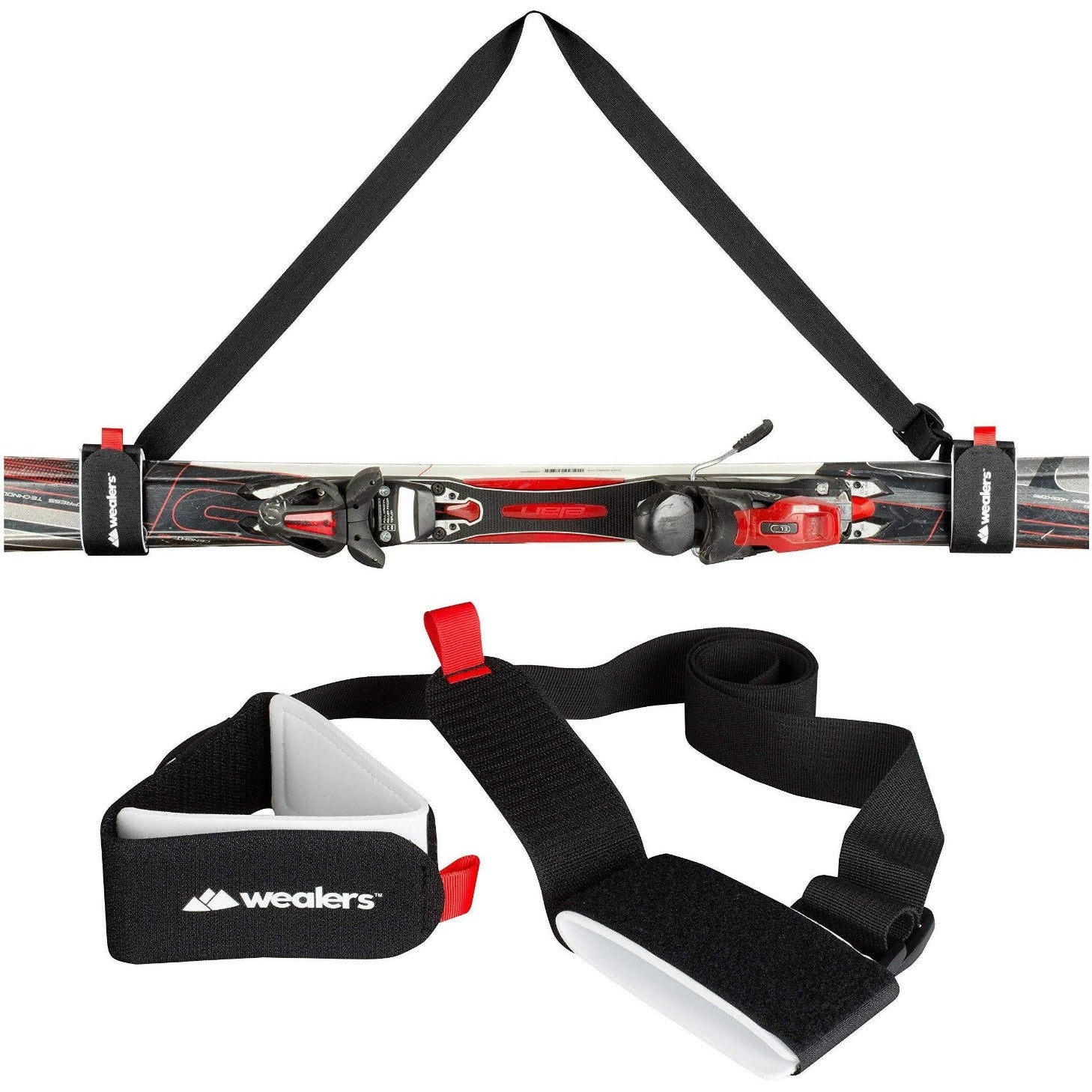 2 packs réglable Ski et pole Carrier Strap Shoulder Carrier Lash Handle  Belt avec attache rembourrée
