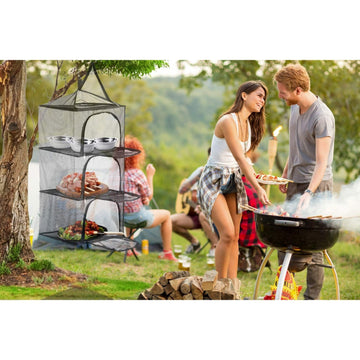 Wealers 3 Layer Foldable Camping Kitchen Hanging Dry Net for Food Dishes or Clothing Great for Home Picnic Camping or Any Outdoor Occasion