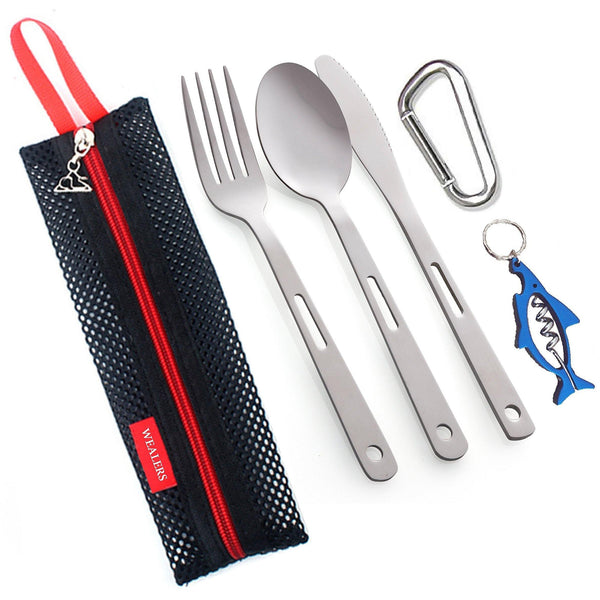 5 Piece Camping Kitchen Cutlery Utensil Travel Set - Wealers