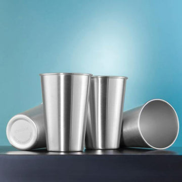 Stainless Steel Cups With Lids, 5 Pack Drinking Glasses 16oz Spill