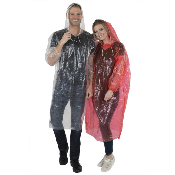 Bulk Emergency Disposable RAIN PONCHOS For Adults Teens With Sleeves and Hood String Excellent Quality - Wealers