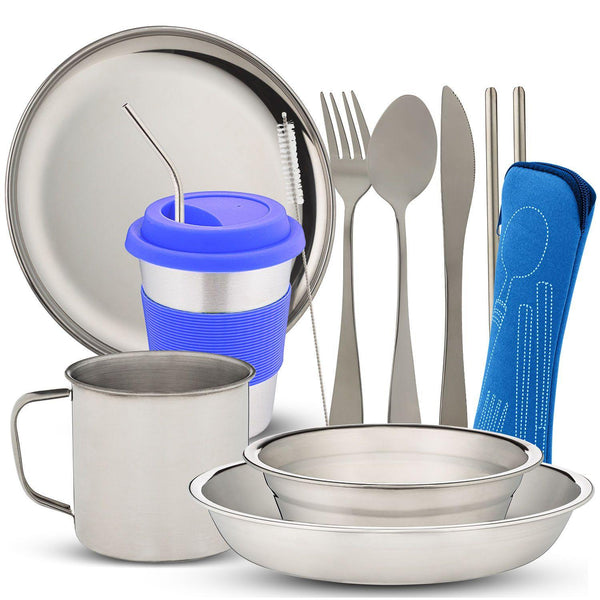 10-Piece Camping Tableware Dish Set - Wealers