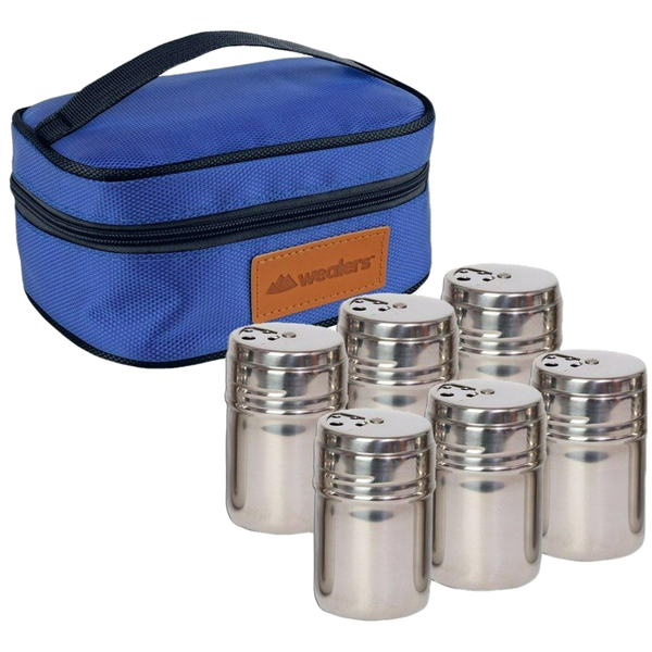 6 PC STAINLESS STEEL SPICE SHAKERS KIT - Wealers