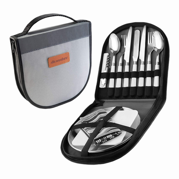 12 Piece Camping Silverware Mess Kit For 2 - Wealers
