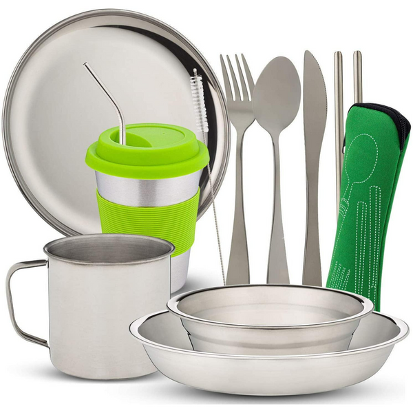 10-Piece Camping Tableware Dish Set - Wealers