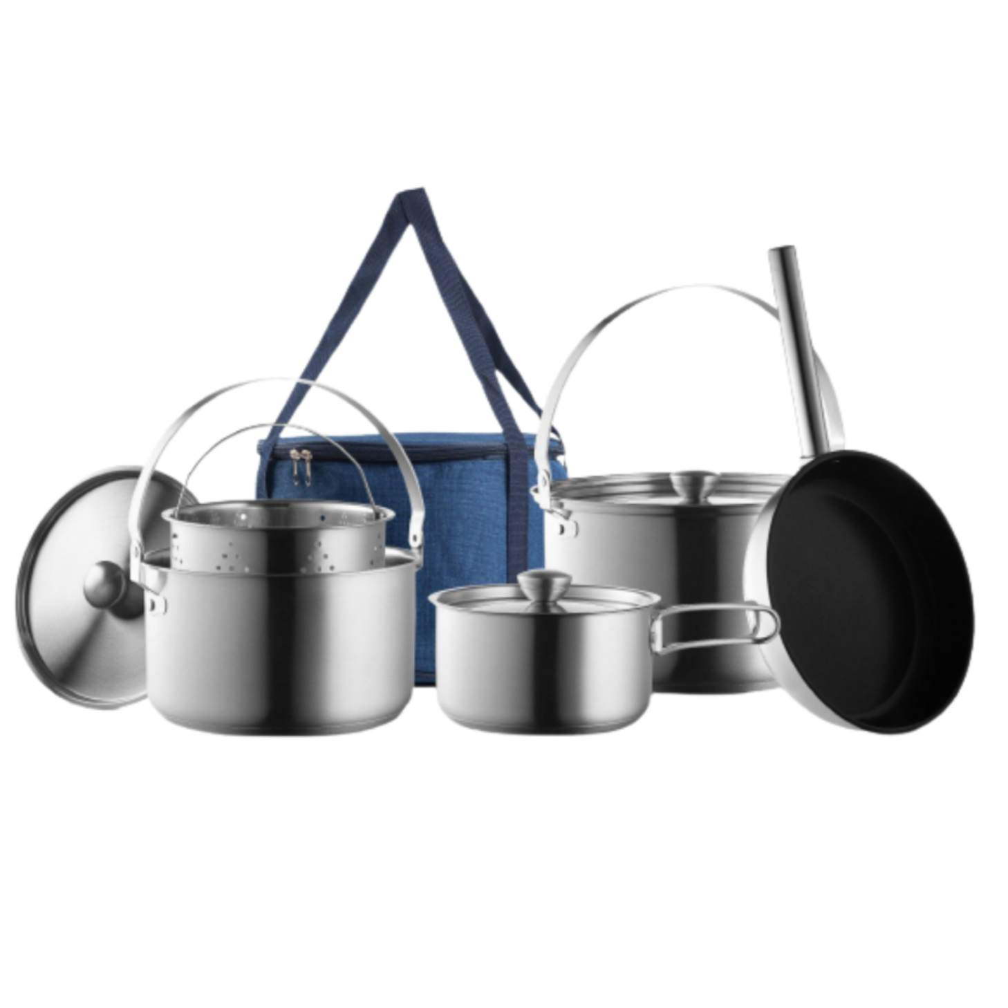 CretFine 304 Stainless Steel Camping Cookware Set with Portable Bag 