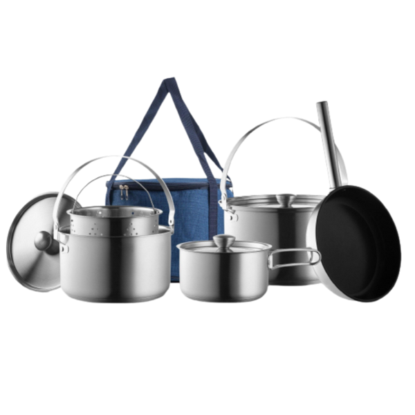 NEW! Camping Cookware Set 304 Stainless Steel 8-Piece Pots & Pans - Wealers