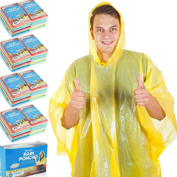 Disposable Waterproof Rain Ponchos for Adults Teens - Bulk Pack for Women Men Emergency Raincoat Big Groups Theme Parks Camping Outdoors - Wealers