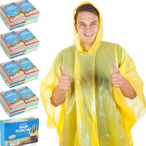 Disposable Waterproof Rain Ponchos for Adults Teens - Bulk Pack for Women Men Emergency Raincoat Big Groups Theme Parks Camping Outdoors - Wealers