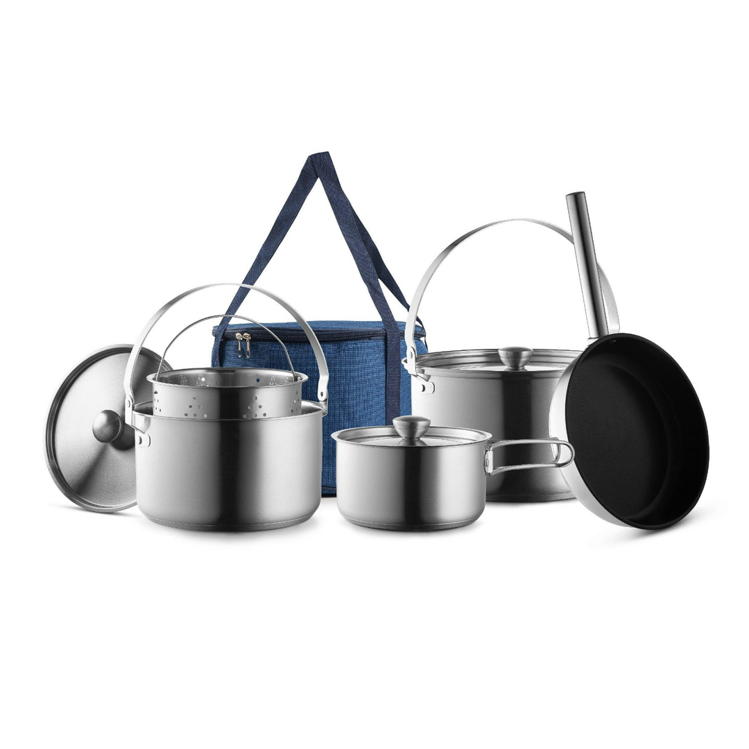 NEW Camping Cookware Set 304 Stainless Steel 8 Piece Pots Pans