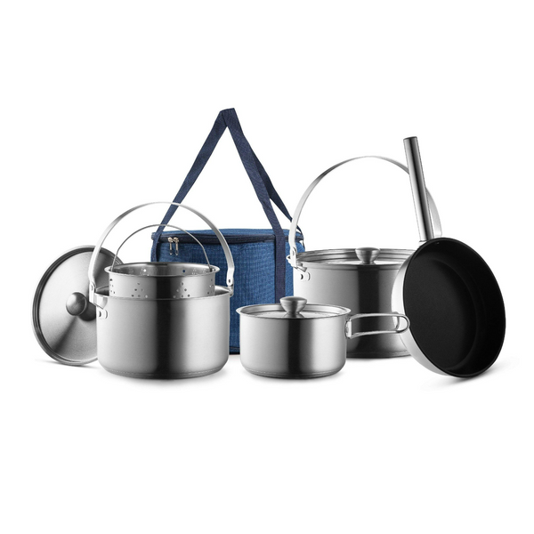 NEW! Camping Cookware Set 304 Stainless Steel 8-Piece Pots & Pans - Wealers