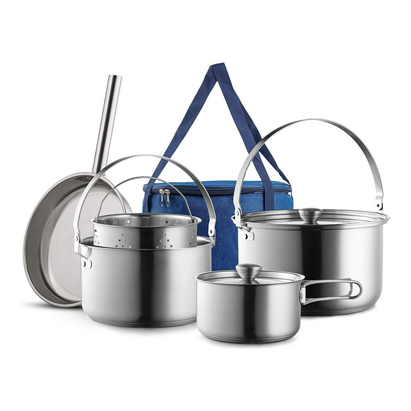 NEW! Camping Cookware Set 304 Stainless Steel 8-Piece Pots & Pans - Wealers