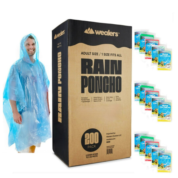 Disposable Waterproof Rain Ponchos for Adults Teens - Bulk Pack for Women Men Emergency Raincoat Big Groups Theme Parks Camping Outdoors - Wealers