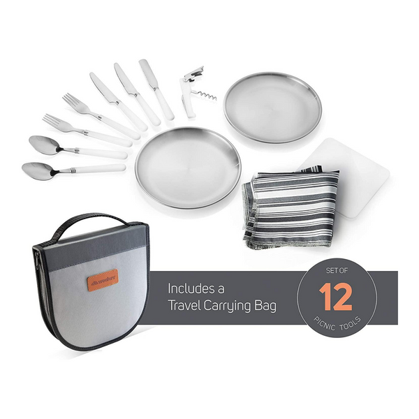 12 Piece Camping Silverware Mess Kit For 2 - Wealers