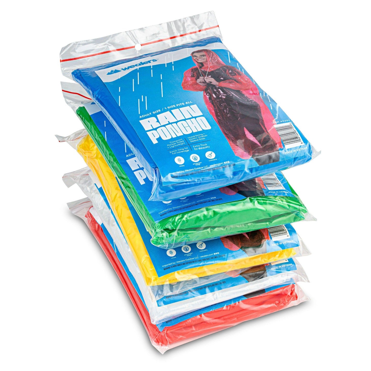 Bulk Emergency Disposable RAIN PONCHOS For Adults Teens With Sleeves and Hood String Excellent Quality - Wealers