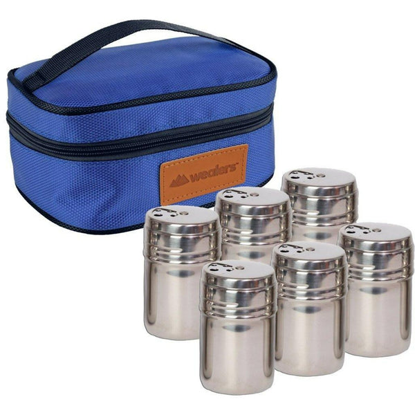 6 PC STAINLESS STEEL SPICE SHAKERS KIT - Wealers