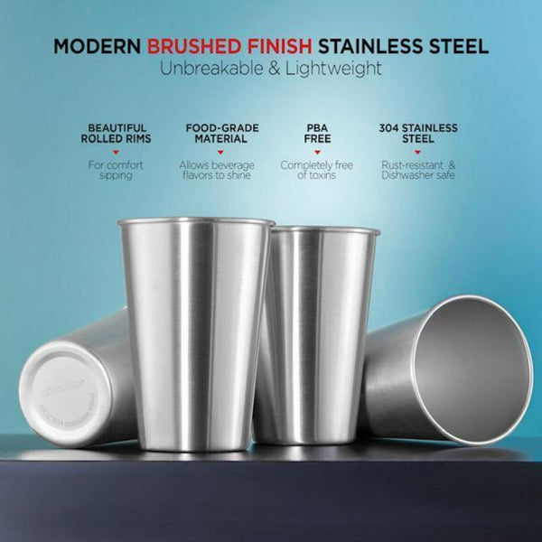 Stainless Steel Cup 10 oz. Tumbler Set Good for Beer, Water, or drinks - Wealers