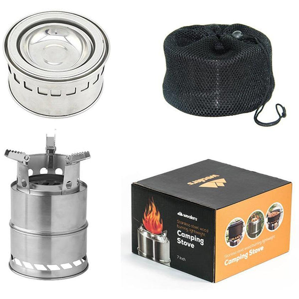 Portable Stainless Steel Camping Stove - Lightweight and Foldable | Wood burning & Solid Fuel - Wealers